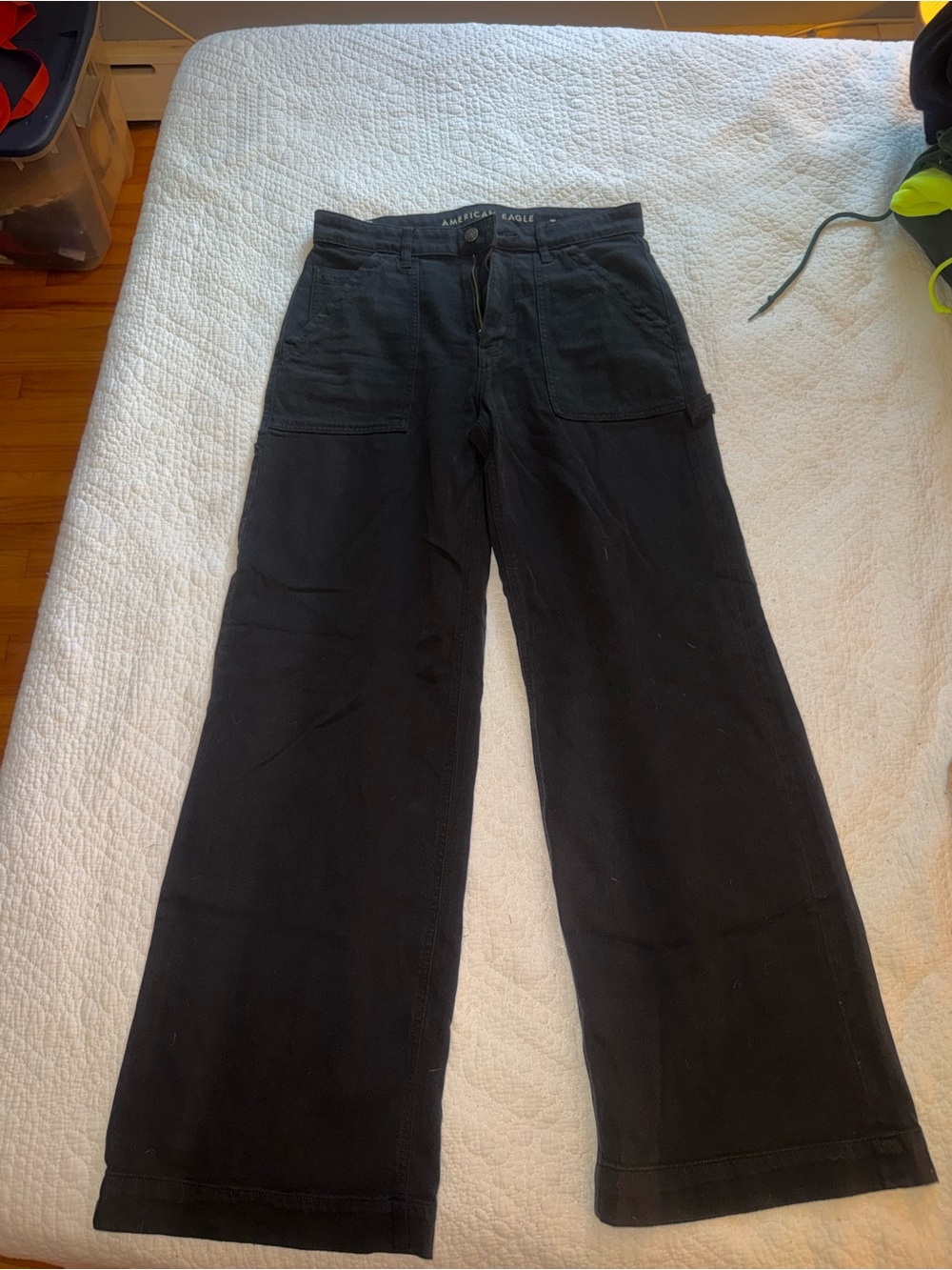 American Eagle Dreamy Drape Stretch Super High-Waisted Baggy Wide-Leg Jeans - Picture 5 of 8